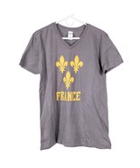 France Fleur De Lis Shirt M Mens Gray VNeck Short Sleeve Yellow Ring Spu... - £10.60 GBP