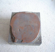 Vintage Wood &amp; Metal Printers Block Letterpress Old Leather Football Helmet - £14.79 GBP