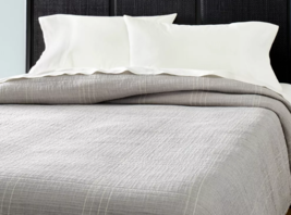 NEW JET GRAY MICROSTRIPE MATELASSE COVERLET HEARTH &amp; HAND with MAGNOLIA ... - $32.00