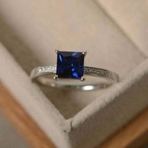 925 Sterling Silber Handgemacht 5 Karat Blauer Saphir Geschenk Ring für Sie - £27.88 GBP