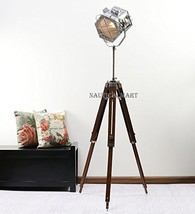 Nauticalmart Nickle Finish Wooden Tripod Floor Lamp For Living Room - £157.96 GBP