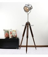 NAUTICALMART NICKLE FINISH WOODEN TRIPOD FLOOR LAMP FOR LIVING ROOM - €168,65 EUR