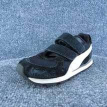 PUMA Boys Sneaker Shoes Black Leather Hook &amp; Loop Size T 10 Medium - $21.78