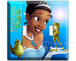 Princess Tiana and frog Blue Double light switch cover wall wall plate children&#39; - £12.77 GBP