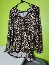 White Birch Animal Print Womens Top Cheetah Leopard 1X Plus  - £23.11 GBP