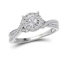 14kt White Gold Round Diamond Bridal Wedding Engagement Ring 1/3 Ctw (Certified) - £740.30 GBP