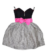 Jessica McClintock Gunne Sax Dress Womens 5/6 Striped Velour Bow Lace Mini - $47.35