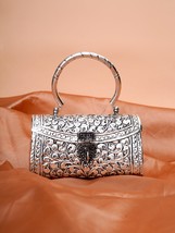 Antique Clutch for Women Metallic Indian Handmade Silver Metal Vintage purse - £61.08 GBP