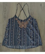 HOLLISTER Navy Coral  Strappy Halter Embroidered Floral Summer Top: Size... - $24.44 CAD