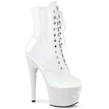 Pleaser BEJEWELED-1020-7 Women&#39;s 7&quot; Heel Platform Lace-Up Ankle Side Zip Boots - £135.85 GBP