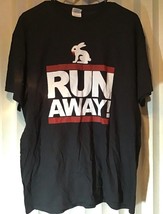 Delta Apparel Run Away Black Adult T-Shirt Mean Bunny Rabbit L - £5.87 GBP
