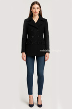 Womens Double Breasted Black Ladies Winter Wool Coat Jacket 10 12 14 wc8... - $920.19 MXN