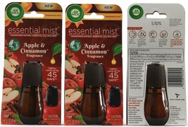 3 Count Air Wick Essential Mist Apple &amp; Cinnamon Fragrance Refill 0.67fl Lasts - £29.22 GBP