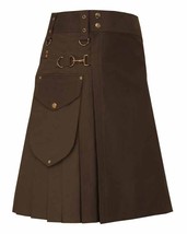 Brown Cargo Pocket Utility kilt for Men  - $558.28 MXN