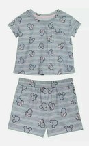 Disney™ ~ Minnie ~ Mickey Mouse ~ 2 Piece Pajama Set ~ Gray Striped ~ Size 3T - £15.02 GBP
