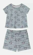 Disney™ ~ Minnie ~ Mickey Mouse ~ 2 Piece Pajama Set ~ Gray Striped ~ Si... - $18.70