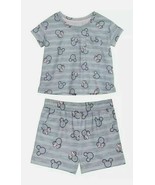 Disney™ ~ Minnie ~ Mickey Mouse ~ 2 Piece Pajama Set ~ Gray Striped ~ Si... - $18.70