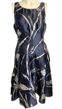 Ralph Lauren Women&#39;s Sleeveless Silk Dress Navy/Silver Size 10 - £45.55 GBP