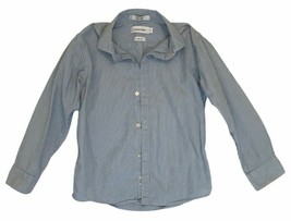 Calvin Klein Long Sleeve Button Up Collared Shirt Unisex Kids Size 7 Blue Stripe - £6.50 GBP