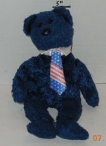 TY POPS Beanie Baby Bear plush toy 2001 Fathers Day Blue US Flag Tie - £8.47 GBP