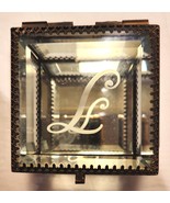 Nicole Miller Square Glass and Mirror Letter &quot; L&quot; Jewelry Casket 3.5&quot; x ... - £16.10 GBP