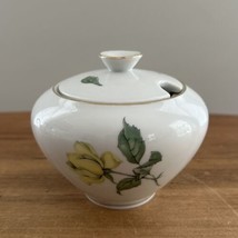 KPM Krister Germany White Porcelain Yellow Rose Jam Jelly Lidded Jar Bowl - $39.20