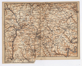 1896 Antique Map Of RHINELAND-PALATINATE Gerolstein Cochem Daun Mayen Germany - $29.05