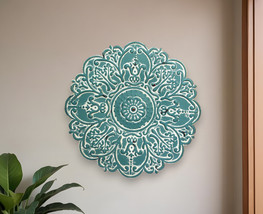 13&quot; Teal Blue Medallion Distressed Metal Wall Decor - $2,593.15 MXN