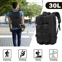 30L Outdoor Military Tactical Backpack Rucksack Camping Hiking Travel Bag Black - £23.56 GBP