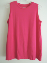 Ladies Top Size S LANDS END Cotton Blend S/L Longer Length Hot Pink Top ... - £9.91 GBP