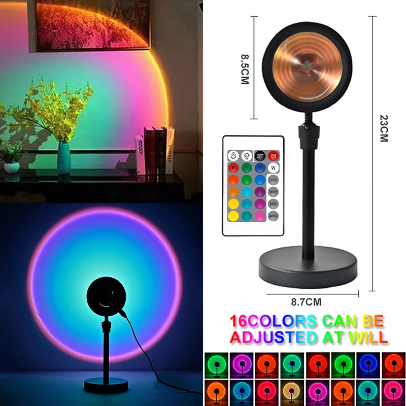 Led USB Sunset Lamp Projector Home Decor Night Light Portable Mood Light For - £10.35 GBP+