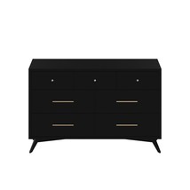 56" Black Solid Wood Seven Drawer Double Dresser - $21,811.01 MXN
