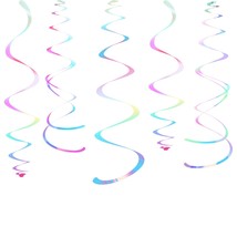 Iridescent White Party Hanging Swirl Decorations Shimmer Transparent W - £15.93 GBP