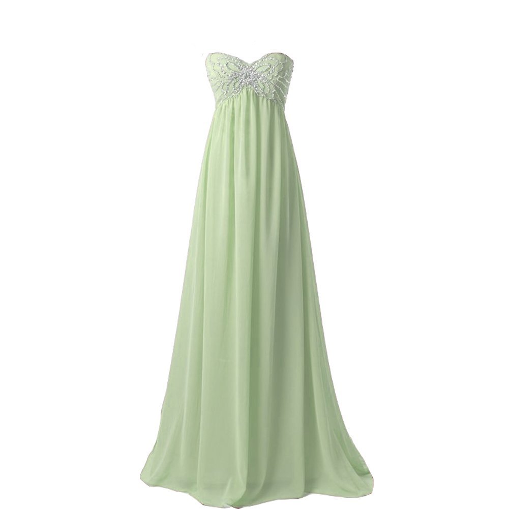 Kivary Women's Sweetheart Shiny Crystals Empire Floor Length Long Chiffon Formal