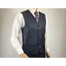 Mens Vitali Three Piece Suit Vested Sheen Sharkskin Business M3090 Navy blue image 9