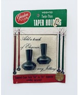 Weighted Twin-Thin Taper Candle Holders Vintage Garden Club Holds 1/4&quot; t... - £11.58 GBP