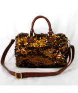 Beautiful Copper Autumn Brown Sequin Top Handle Shoulder Strap Tote Purs... - $49.48