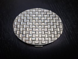 Vintage Majestic USA Sterling Sliver Compact Mirror Puff Woven Top Oval ... - $158.39