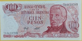 Banco Central De La Republica Argentina Cien Pesos Banknote, UNC - $1.95