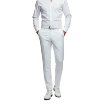 Men's MONO Turkey Slacks Wool Blend Plain Front Slim Fit 2534-10 White image 9