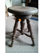 Antique Piano Stool 4 Spindle Legs Seat Chair Spin Adjustable Swivels - £129.74 GBP