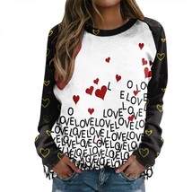 sudaderas Women Love Heart Print Valentine&#39;s Day Sweatshirts Ladies Long Sleeve  - £56.30 GBP