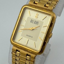Bill Blass Analog Quartz Watch Unisex Gold Tone Rectangle ~ For Parts Re... - $26.59