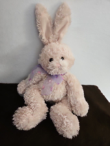 Gund Bunny Rabbit 42693 Plush Stuffed Animal Light Tan Purple Bow Shaggy - £27.68 GBP