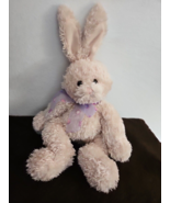 Gund Bunny Rabbit 42693 Plush Stuffed Animal Light Tan Purple Bow Shaggy - £27.27 GBP