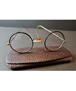 Antique 1910-30s Bausch &amp; Lomb SQ ARTSHEL Eyeglasses Black 12/14K Gold S... - $816.86 CAD