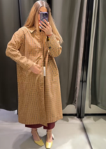 ZARA BNWT 2025. DARK CAMEL CHECKED TRENCH COAT REVERSIBLE. 3811/042/751 - £149.51 GBP