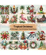 Tropical Christmas Clipart Bundle | Beach Holiday PNGs | Summer Xmas Dig... - $1.75