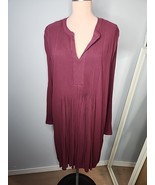 Women&#39;s Old Navy XXL Tunic Top Smocked Dress Burgundy Boho Long Sleeve - $24.40 CAD