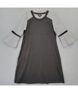 AGB Women Dress Size M Black Midi Preppy Buffalo Plaid Short Bell Sleeve... - £11.34 GBP
